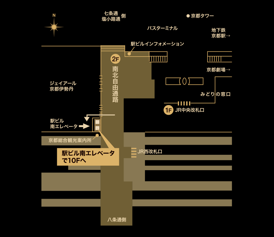 京都車站的拉麵小路的位置地圖