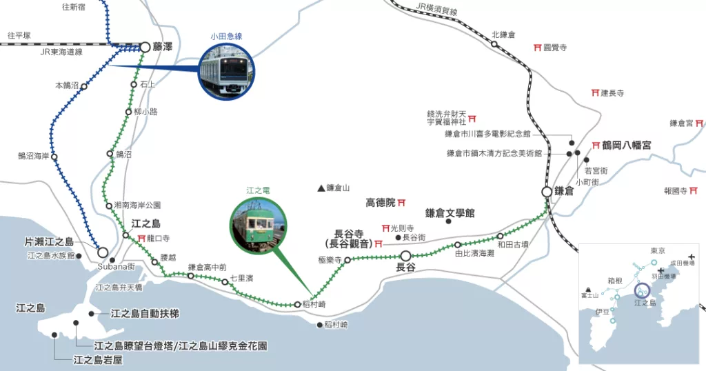 小田急電鐵 鎌倉 江之島列車路線圖