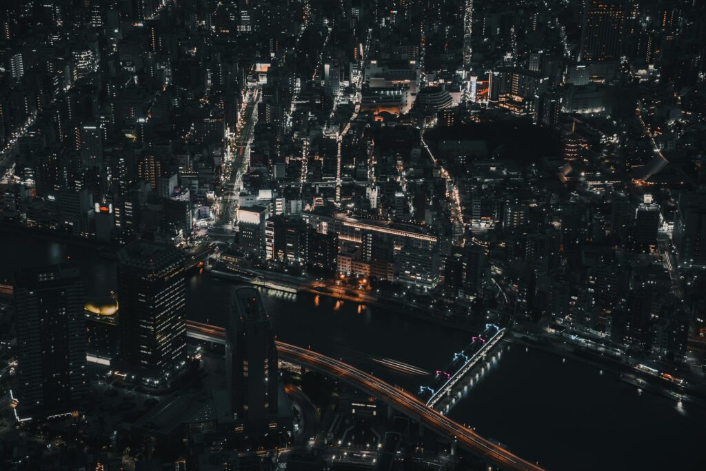 Night view of Tokyo skytree in Tokyo